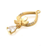 Blomster Vedhæng Med Zirkonia – 18K Langtidsholdbar Forgyldt (14x30mm) - Uniq Perler - 115270