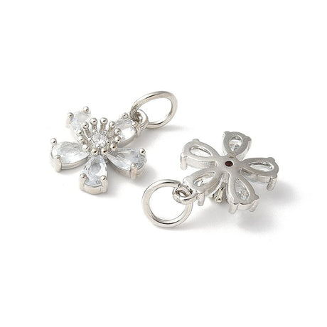 Blomster Vedhæng Med Zirkonia, Forsølvet, 12,5x14,5mm - Uniq Perler - 114714