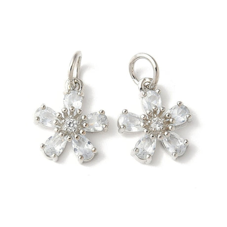 Blomster Vedhæng Med Zirkonia, Forsølvet, 12,5x14,5mm - Uniq Perler - 114714