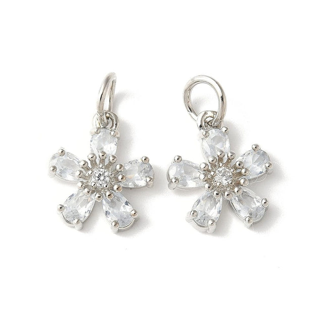 Blomster Vedhæng Med Zirkonia, Forsølvet, 12,5x14,5mm - Uniq Perler - 114714