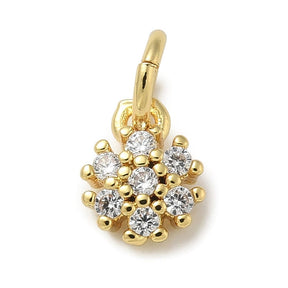 Flower Pendant With Zirconia, Long-Lasting Gold Plated Brass, 7.5x5.5mm - Uniq Perler - 114105