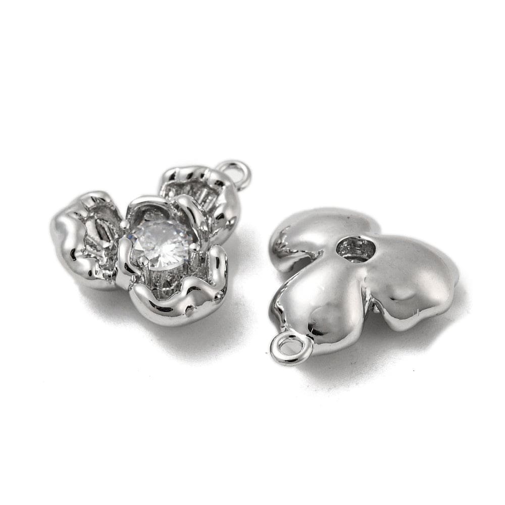 Blomster Vedhæng Med Zirkonia Sten, 15x13x4mm - Uniq Perler - 111972