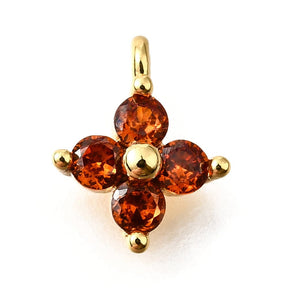 Blomster Vedhæng Med Zirkonia Sten - 18K Forgyldt (10x8mm) - Uniq Perler - 115958