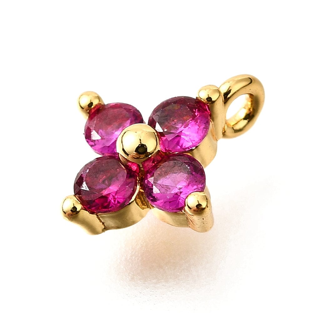 Blomster Vedhæng Med Zirkonia Sten - 18K Forgyldt (10x8mm) - Uniq Perler - 116140