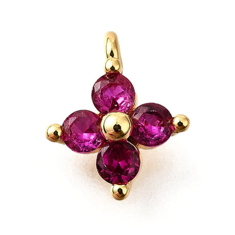 Blomster Vedhæng Med Zirkonia Sten - 18K Forgyldt (10x8mm) - Uniq Perler - 116140