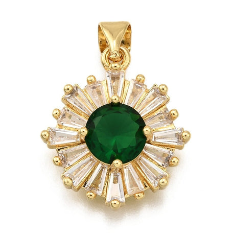 Blomster Vedhæng Med Zirkonia Sten, 18K Langtidsholdbar Forgyldt, 16x19mm - Uniq Perler - 114767