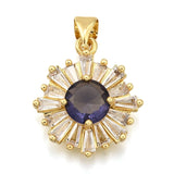 Blomster Vedhæng Med Zirkonia Sten, 18K Langtidsholdbar Forgyldt, 16x19mm - Uniq Perler - 114768