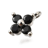 Blomster Vedhæng Med Zirkonia Sten - Sort, Platin (10x8mm) - Uniq Perler - 116138