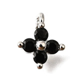 Blomster Vedhæng Med Zirkonia Sten - Sort, Platin (10x8mm) - Uniq Perler - 116138