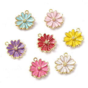 Blommor Hänge – Blandade färger, Förgylld (15x13,5x3,5mm) 8 st. - Uniq Perler - 114662