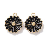 Blomster Vedhæng – Sort, Forgyldt (13x15,5x3,5mm) 8 stk. - Uniq Perler - 389484