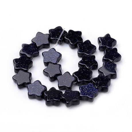 Blue Goldstone Perler - Stjerner (12mm) - Uniq Perler - 113871