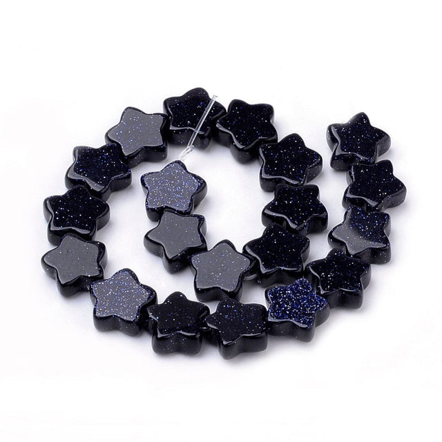 Blue Goldstone Perler - Stjerner (12mm) - Uniq Perler - 113871