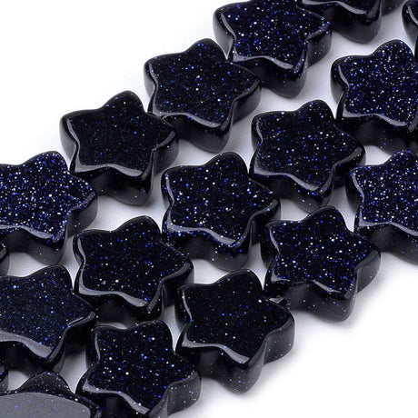 Blue Goldstone Perler - Stjerner (12mm) - Uniq Perler - 113871