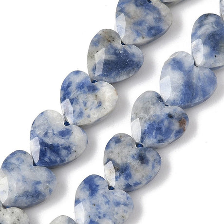 Blue Spot Jaspis - Blå, Facetteret, Hjerter (8x8x4mm) 2 stk - Uniq Perler - 115896