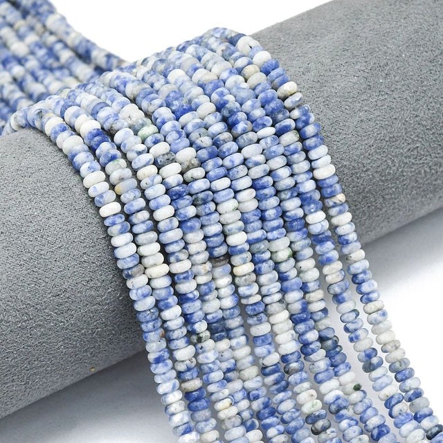 Blue Spot Jaspis - Blå, Frostet, Rondel (4x2mm) - Uniq Perler - 115895