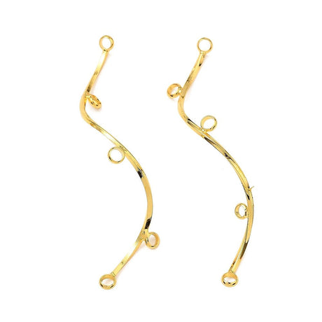 Bølge Chandelier Mellemled – 18K Forgyldt Messing (54,5mm) 2 stk. - Uniq Perler - 126133