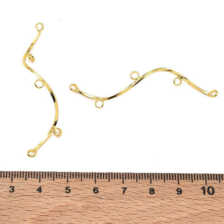Bølge Chandelier Mellemled – 18K Forgyldt Messing (54,5mm) 2 stk. - Uniq Perler - 126133
