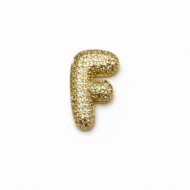 Bogstav Vedhæng Med Zirkonia - Flere forskellige – 18K Forgyldt Messing (19,5mm) Flere Forskellige - Uniq Perler - 118387