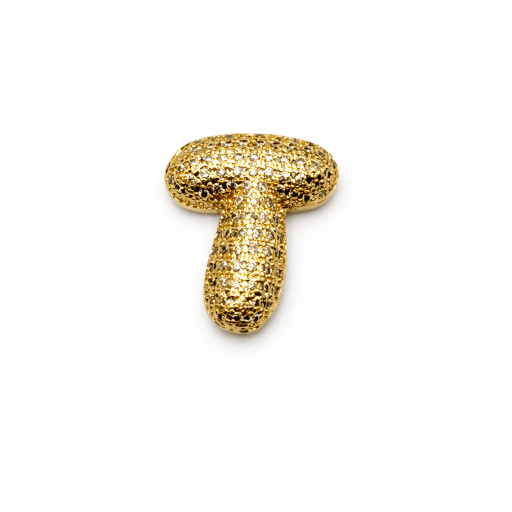 Bogstav Vedhæng Med Zirkonia - Flere forskellige – 18K Forgyldt Messing (19,5mm) Flere Forskellige - Uniq Perler - 118391