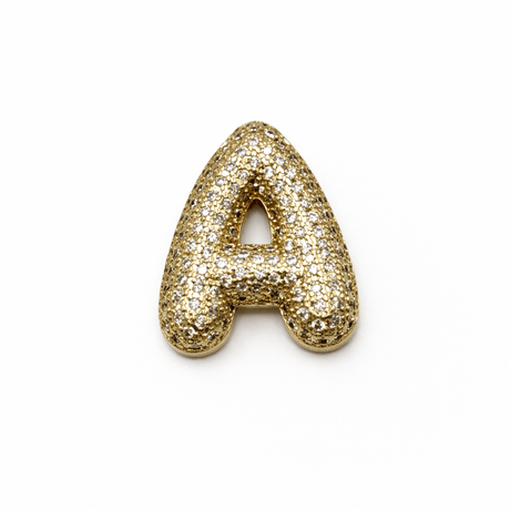 Bogstav Vedhæng Med Zirkonia - Flere forskellige – 18K Forgyldt Messing (19,5mm) Flere Forskellige - Uniq Perler - 118401