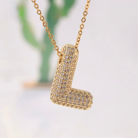 Bogstav Vedhæng Med Zirkonia - Flere forskellige – 18K Forgyldt Messing (22mm) - Uniq Perler - 118314