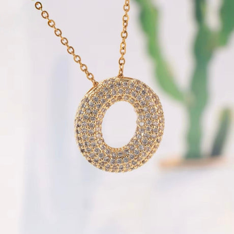 Bogstav Vedhæng Med Zirkonia - Flere forskellige – 18K Forgyldt Messing (22mm) - Uniq Perler - 118317