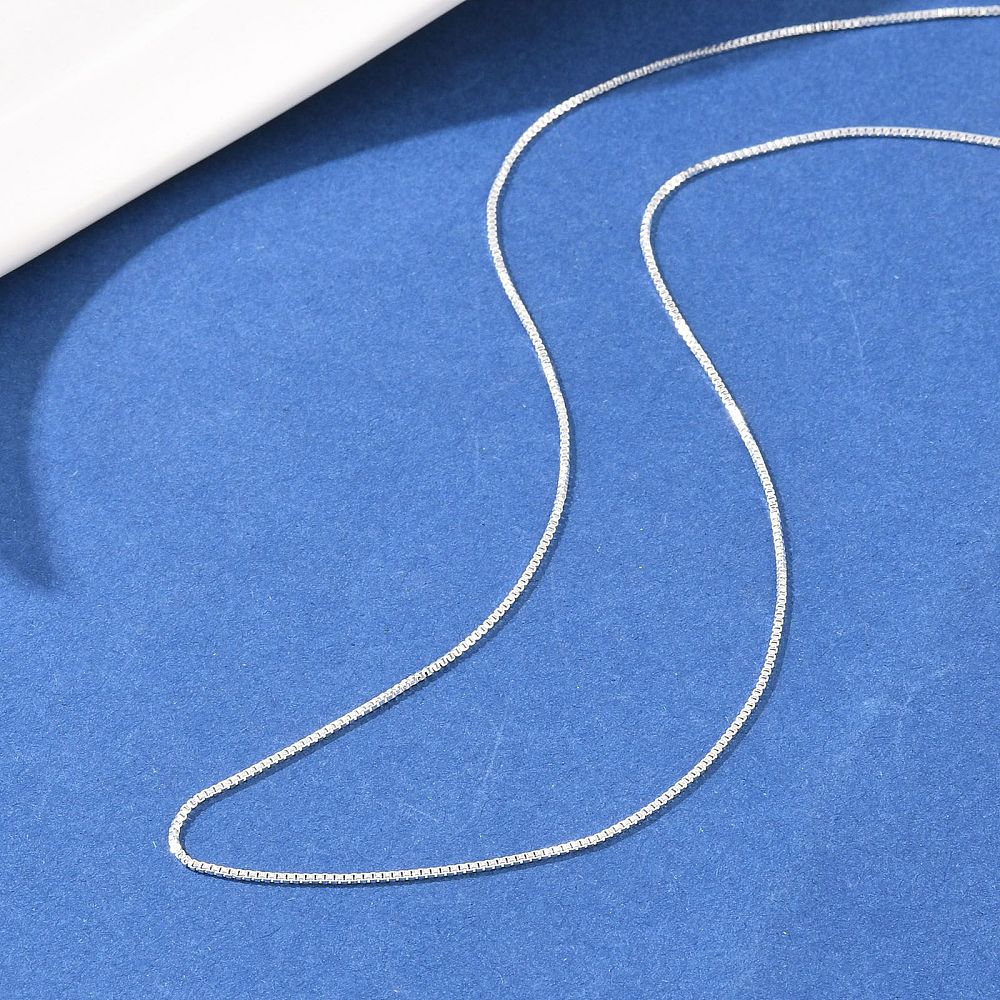 Box-Kette Halskette mit verstellbarem Slider – langlebige Versilbert Messing (1mm, 45cm)