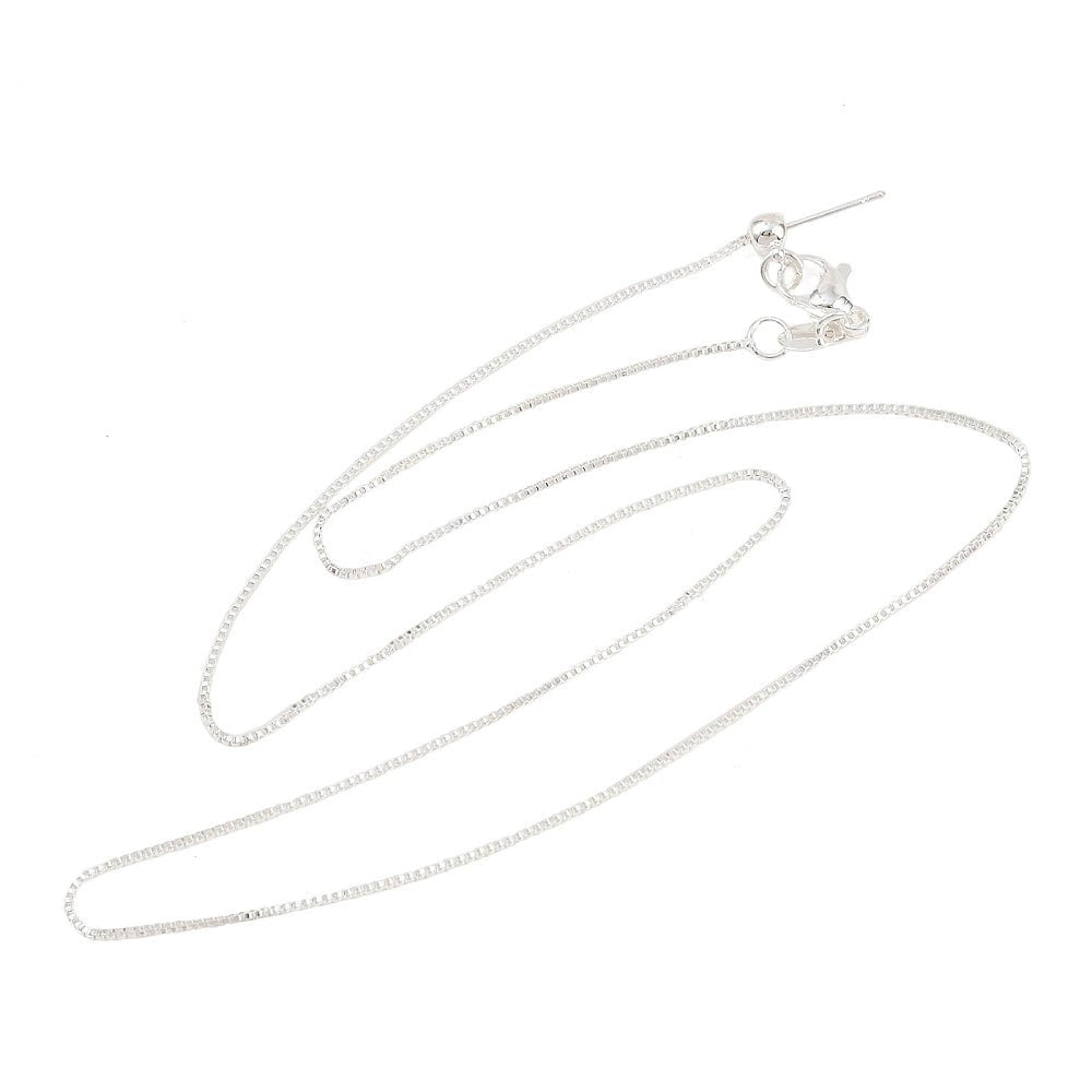 Box-Kette Halskette mit verstellbarem Slider – langlebige Versilbert Messing (1mm, 45cm)