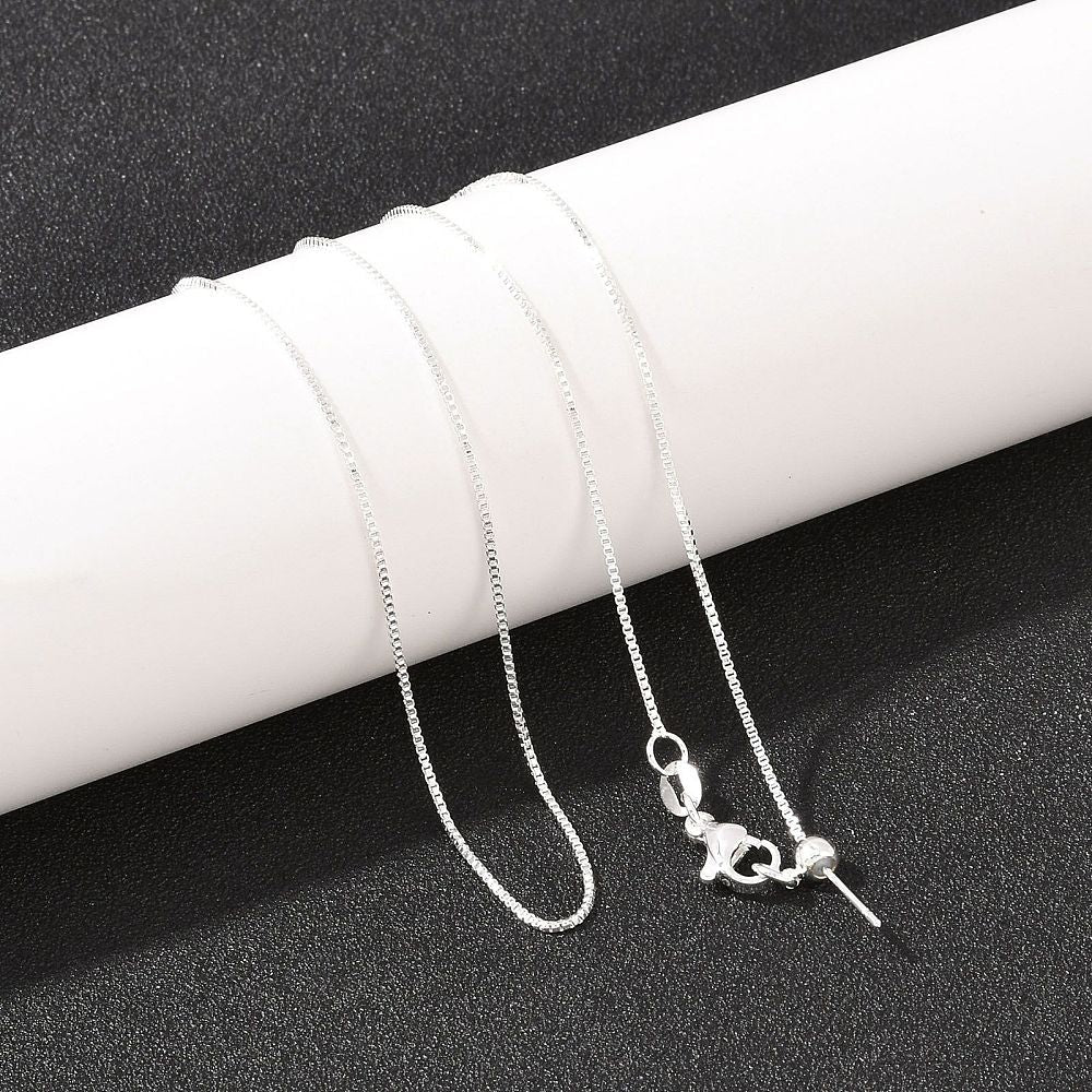 Box-Kette Halskette mit verstellbarem Slider – langlebige Versilbert Messing (1mm, 45cm)