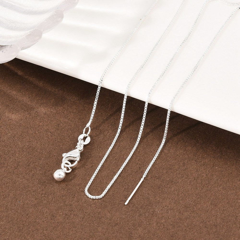 Box-Kette Halskette mit verstellbarem Slider – langlebige Versilbert Messing (1mm, 45cm)