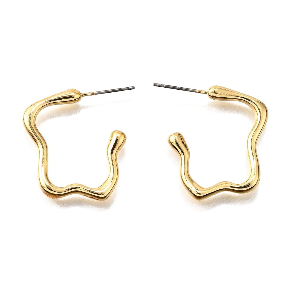 Bølgede Creoler, Forgyldt Stål,(25x24mm) - Uniq Perler - 114665