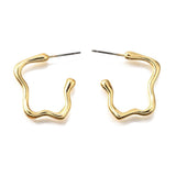 Bølgede Creoler, Forgyldt Stål,(25x24mm) - Uniq Perler - 114665