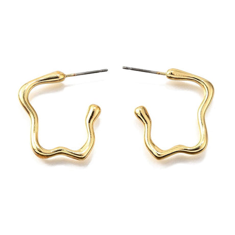 Bølgede Creoler, Forgyldt Stål,(25x24mm) - Uniq Perler - 114665