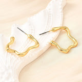 Bølgede Creoler, Forgyldt Stål,(25x24mm) - Uniq Perler - 114665