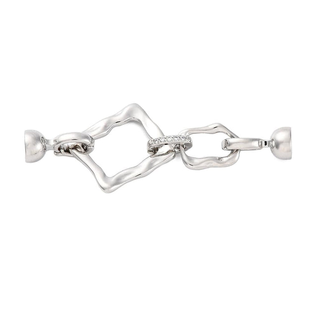 Bølget Fold Over Lås Med Zirkonia Sten, 59mm - Uniq Perler - 700847