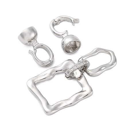 Bølget Fold Over Lås Med Zirkonia Sten, 59mm - Uniq Perler - 700847