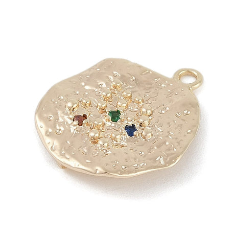 Bølget vedhæng, 18K Forgyldt, mønstret med farvet zirkonia sten str. 22x19 mm - Uniq Perler - 976700