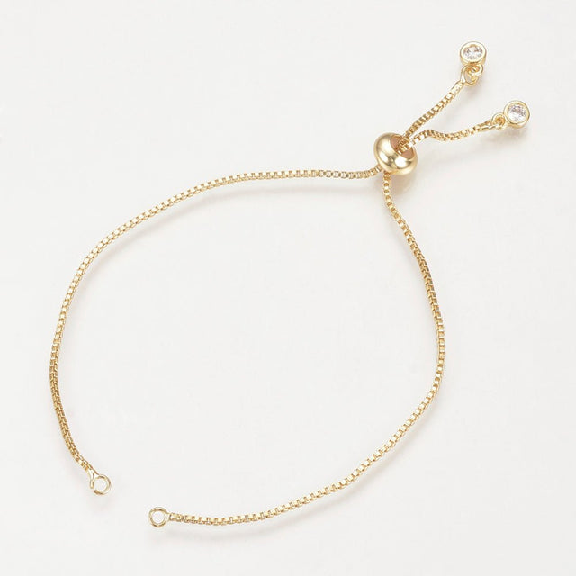 Box Kæde Armbånd Med Zirkonia – 18K Langtidsholdbar Forgyldt Messing (12cm) - Uniq Perler - 124577