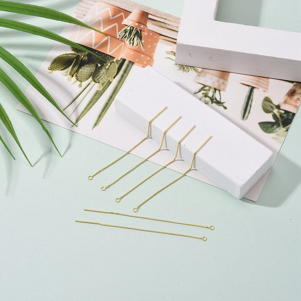 Box Ørekæde – Forgyldt 925 Sterling Sølv (70mm) - Uniq Perler - 033957745670923232246845