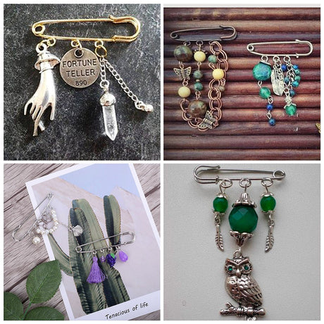 Broche Nåle – Sølvbelagt Messing (50x15mm) 6 Stk - Uniq Perler - 119103