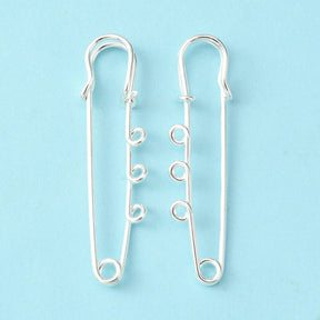 Broche Nåle – Sølvbelagt Messing (50x15mm) 6 Stk - Uniq Perler - 119103
