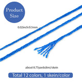 Broderigarn – Blå Gradient, Polyester (0,5mm) 12 Dukker, 8m - Uniq Perler - 126186