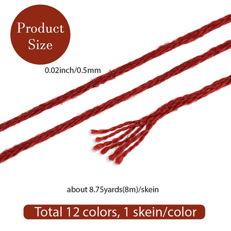 Broderigarn – Brun Gradient, Polyester (0,5mm), 12 Dukker, 8m - Uniq Perler - 126189
