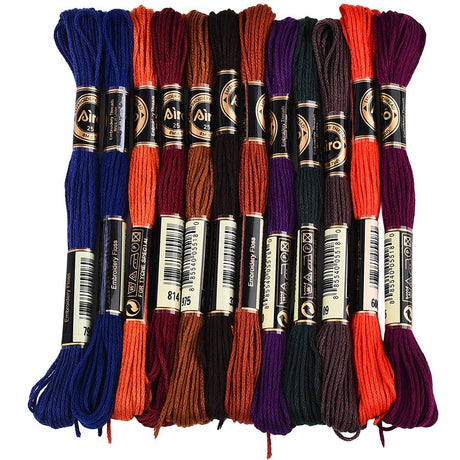 Broderigarn – Farve Mix, Polyester (0,5mm) 12 Dukker, 8m. - Uniq Perler - 126198