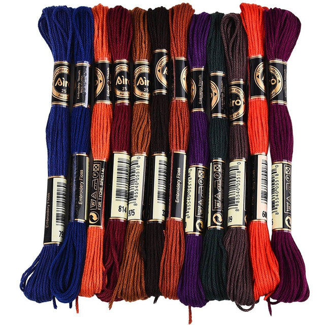 Broderigarn – Farve Mix, Polyester (0,5mm) 12 Dukker, 8m. - Uniq Perler - 126198