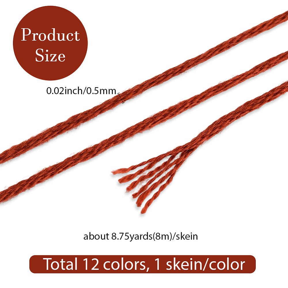 Broderigarn – Farve Mix, Polyester (0,5mm) 12 Dukker, 8m. - Uniq Perler - 126198
