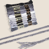 Broderigarn – Grå Gradient, Polyester (0,5mm), 12 Dukker, 8m. - Uniq Perler - 126181