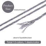 Broderigarn – Grå Gradient, Polyester (0,5mm), 12 Dukker, 8m. - Uniq Perler - 126181