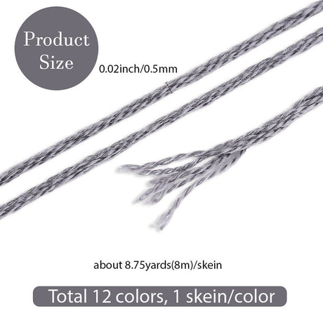 Broderigarn – Grå Gradient, Polyester (0,5mm), 12 Dukker, 8m. - Uniq Perler - 126181